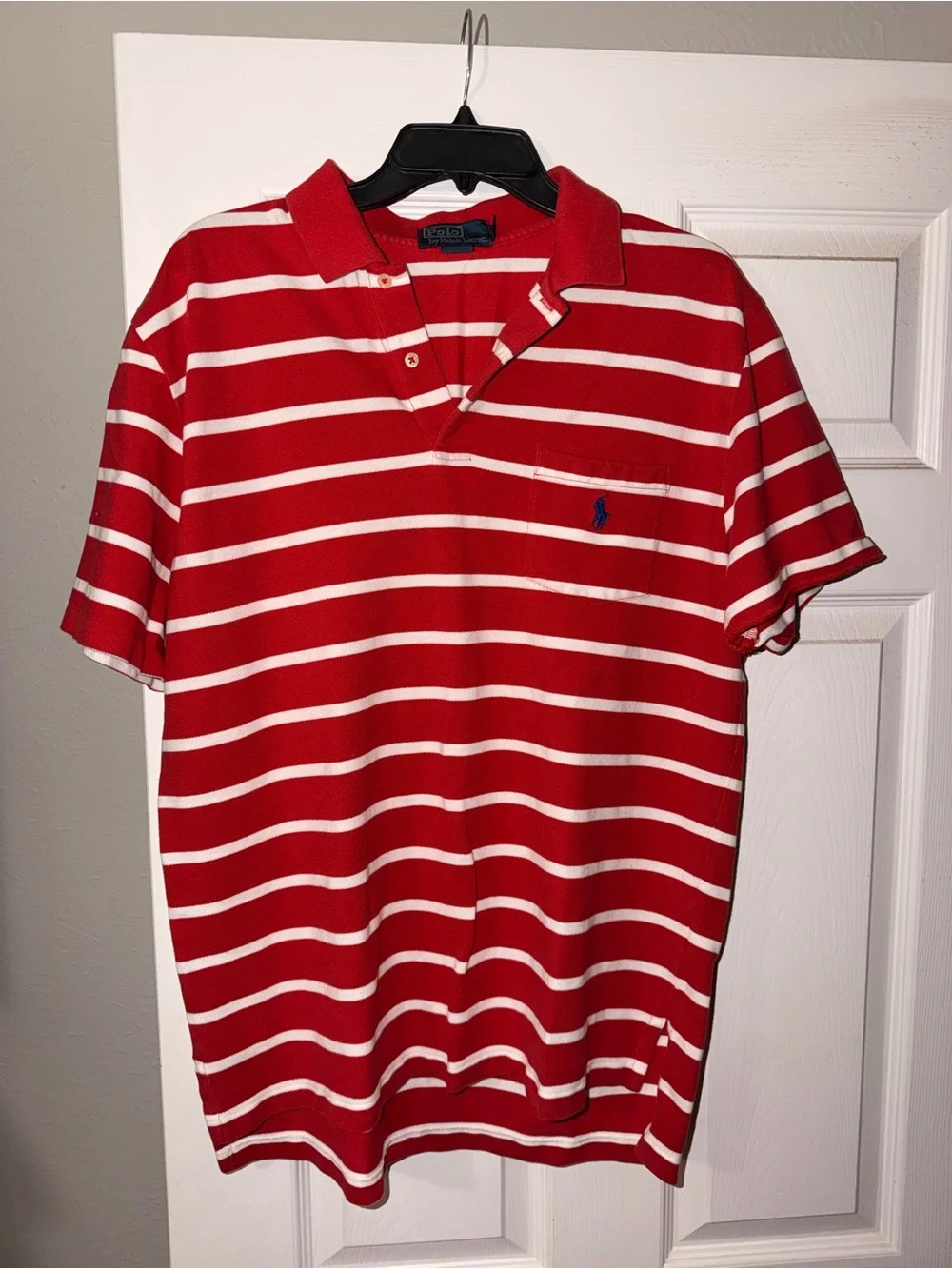 Ralph Lauren Red and White Striped Polo Shirt